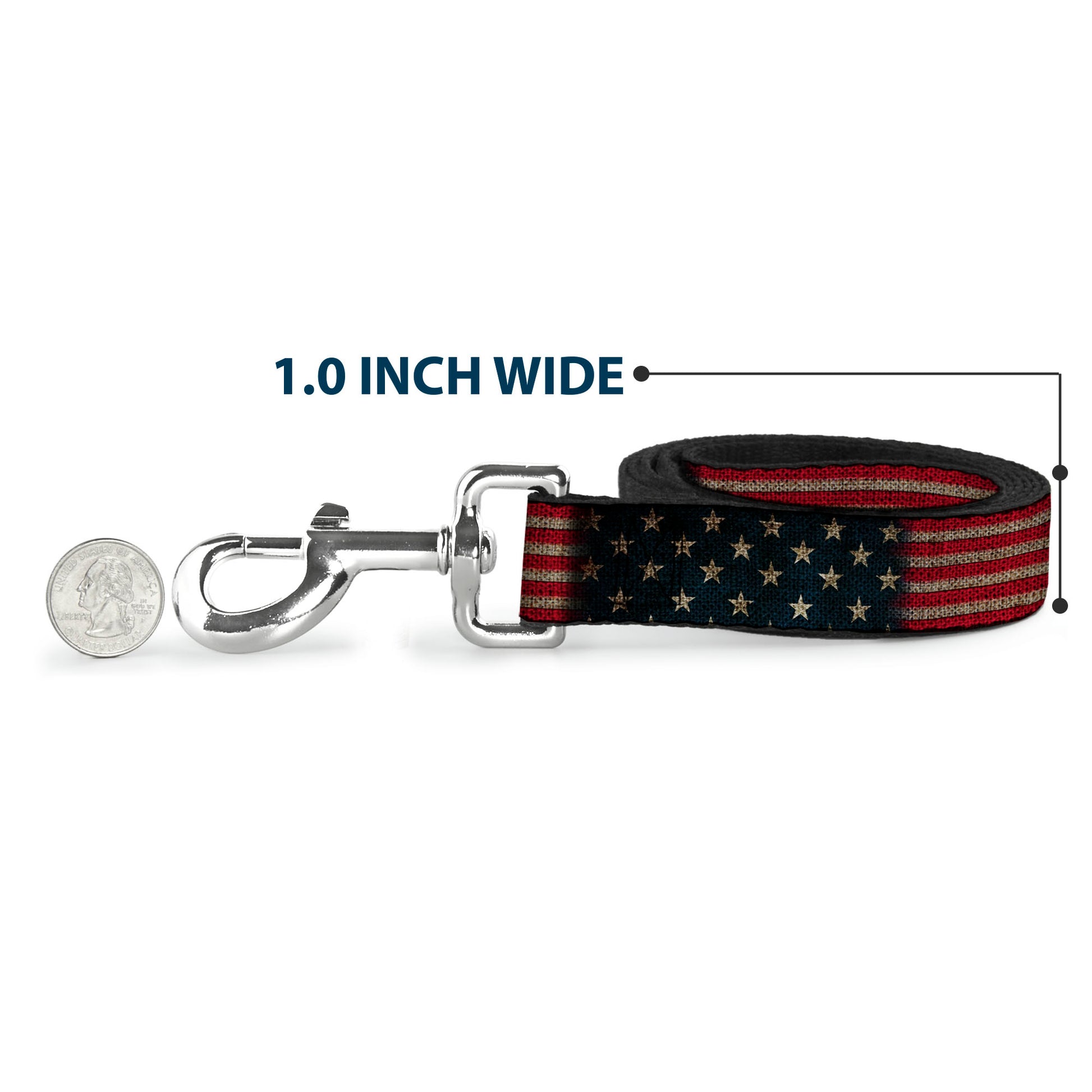 Dog Leash - Vintage US Flag Stretch Dog Leashes Buckle-Down