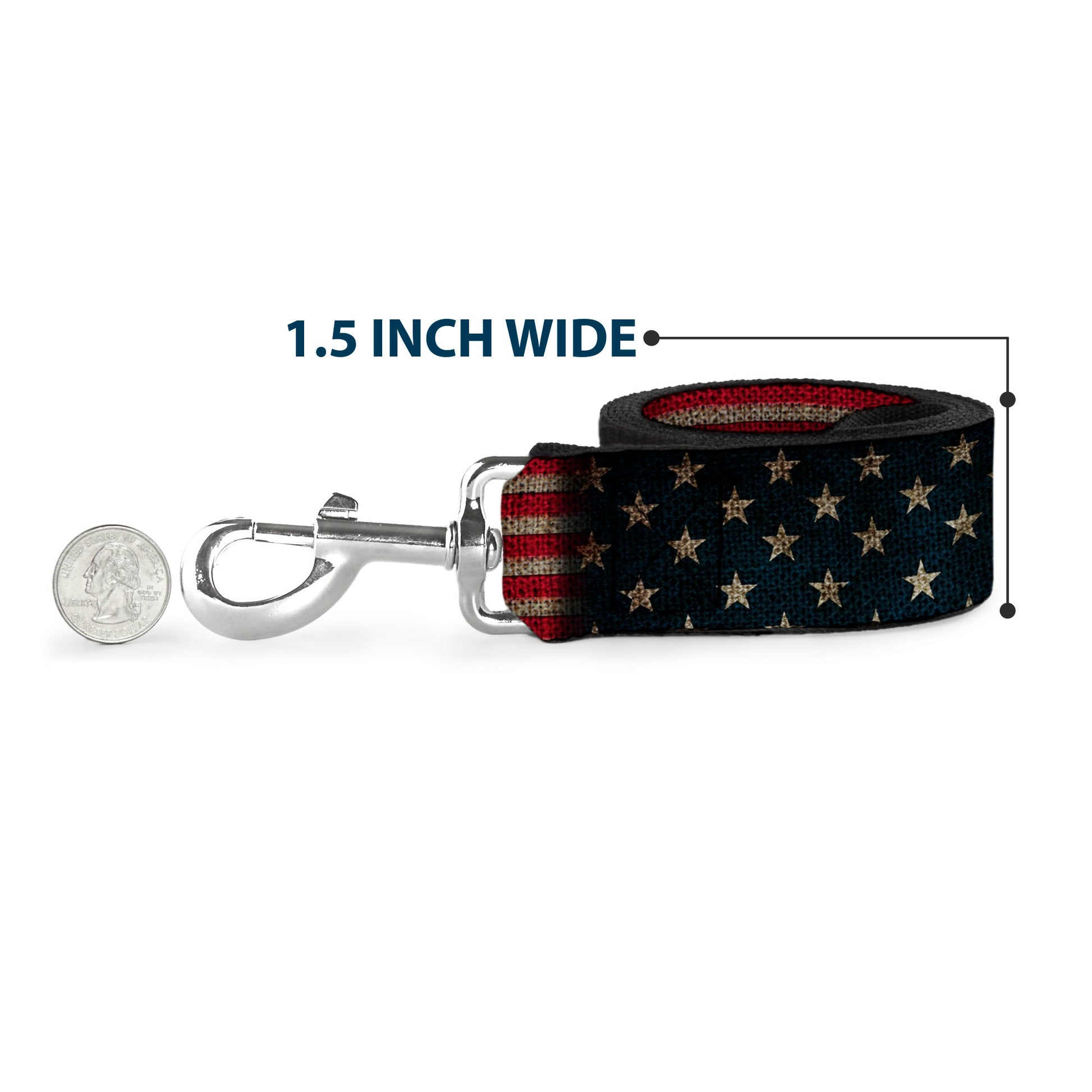 Dog Leash - Vintage US Flag Stretch Dog Leashes Buckle-Down