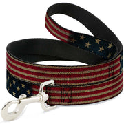Dog Leash - Vintage US Flag Stretch Dog Leashes Buckle-Down