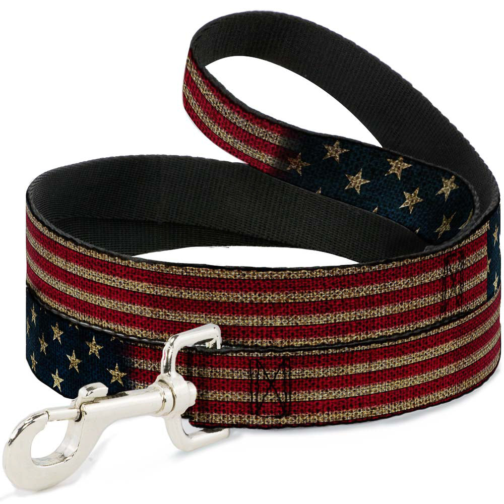 Dog Leash - Vintage US Flag Stretch Dog Leashes Buckle-Down