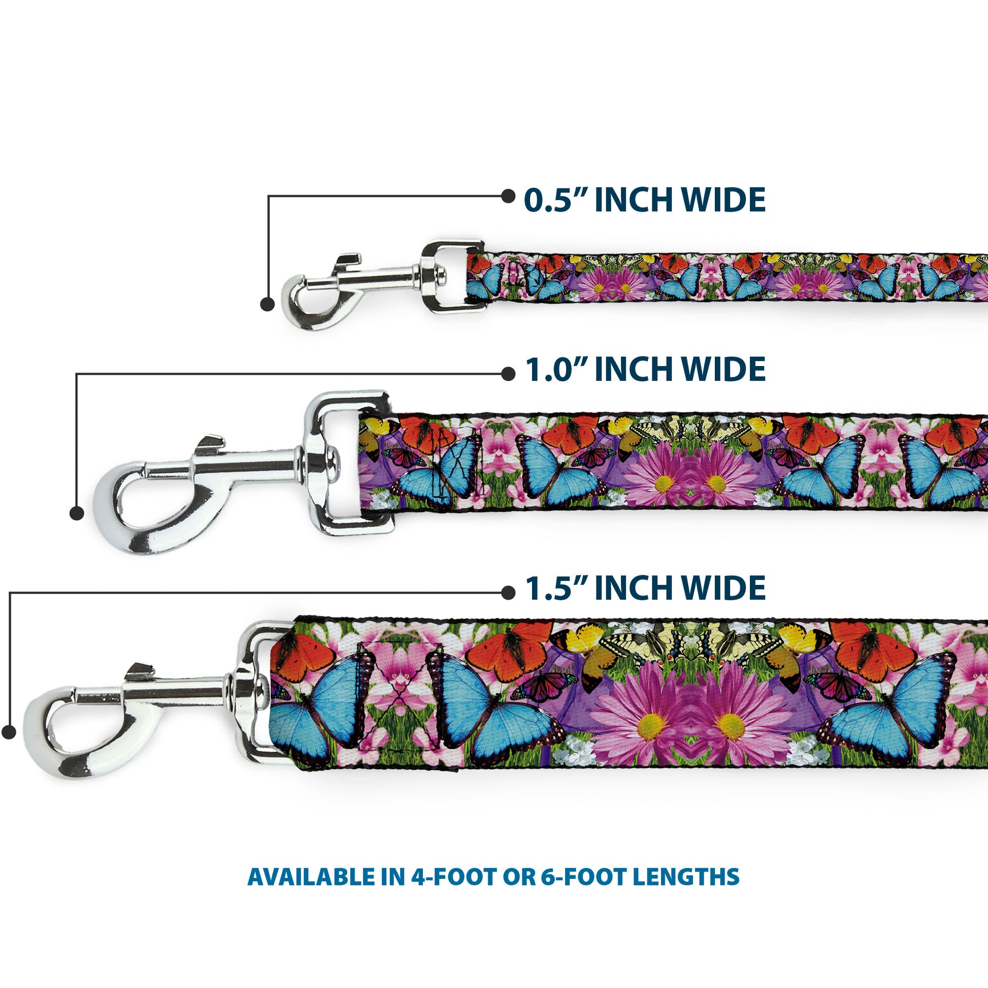 Dog Leash - Vivid Butterfly Garden Dog Leashes Buckle-Down