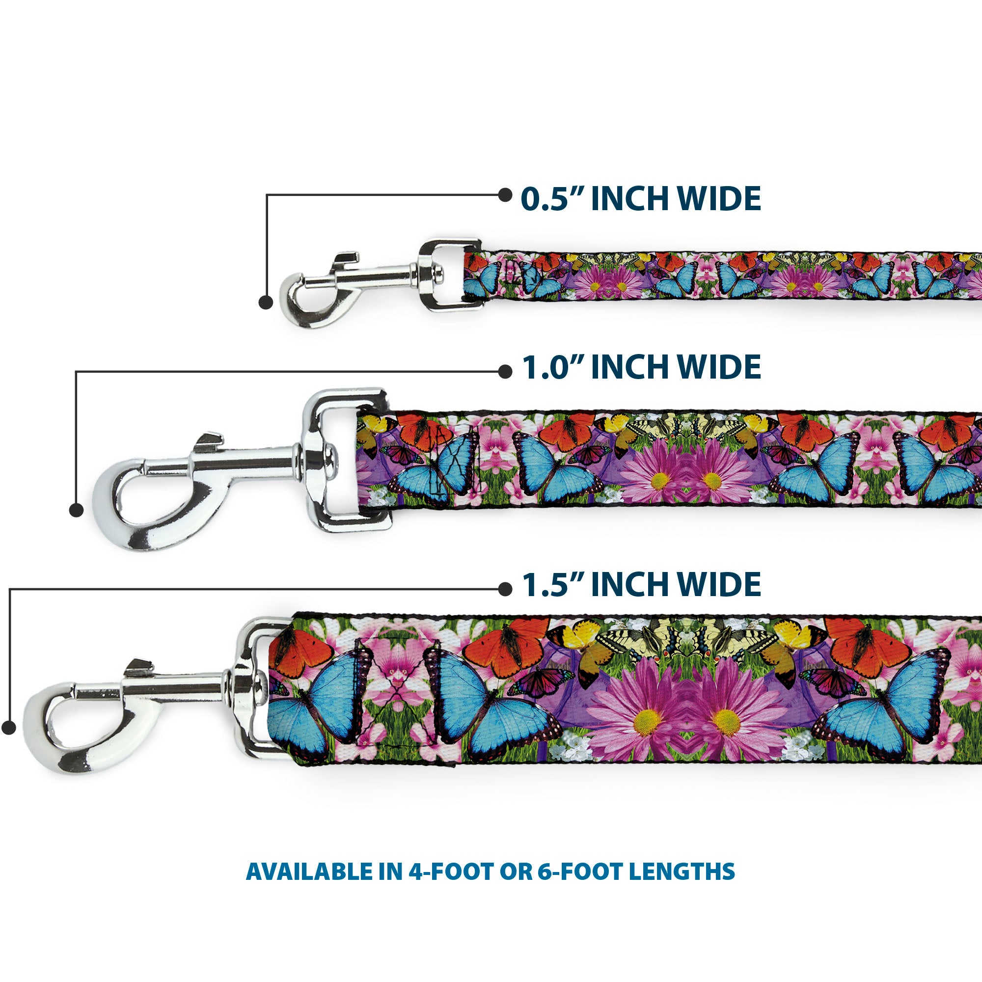 Dog Leash - Vivid Butterfly Garden Dog Leashes Buckle-Down