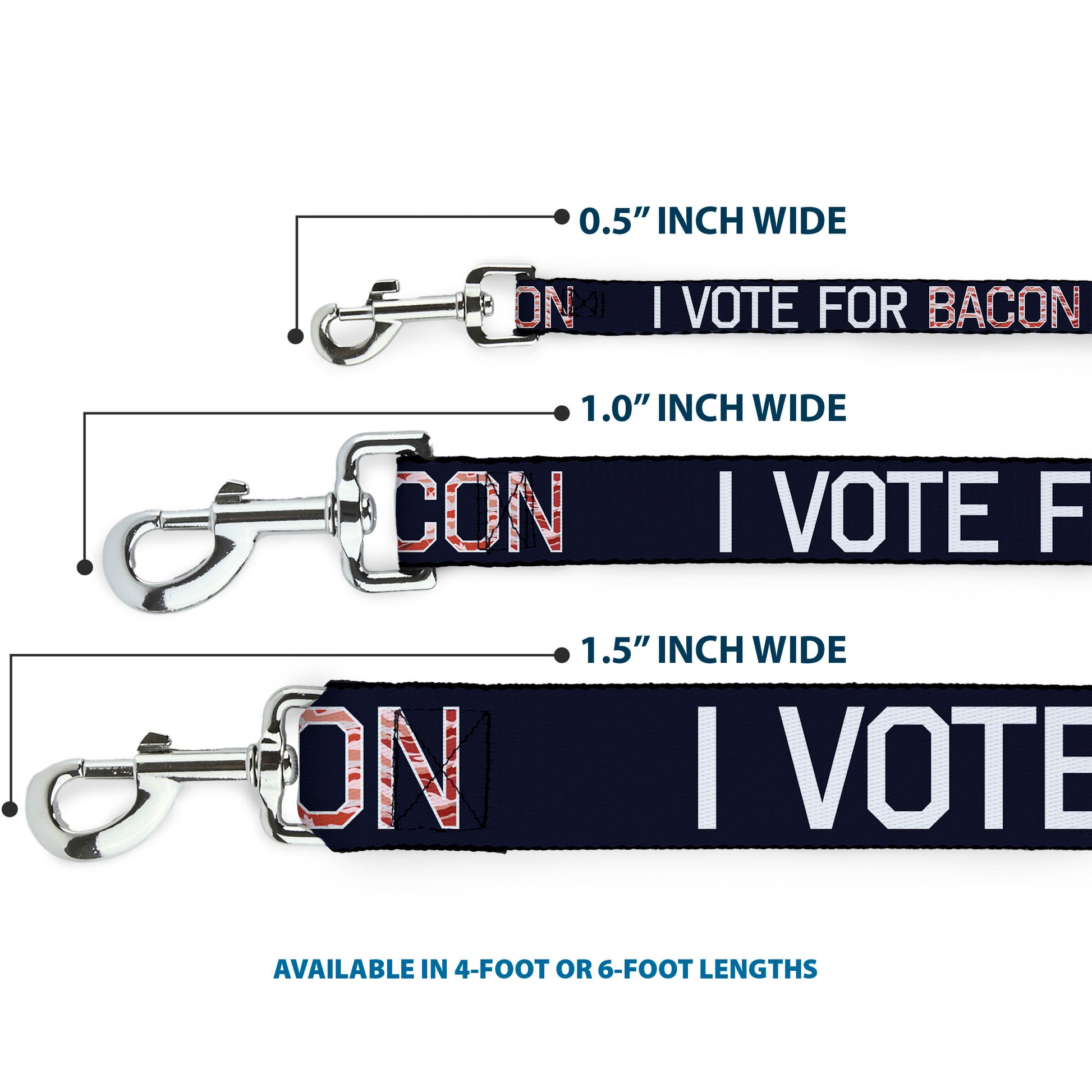 Dog Leash - VOTE FOR BACON Black/White/Bacon Dog Leashes Buckle-Down