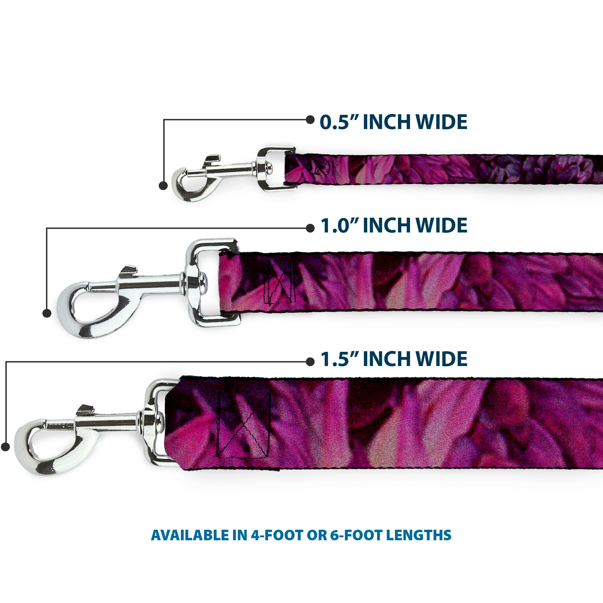 Dog Leash - Vivid Floral Collage Pinks Dog Leashes Buckle-Down