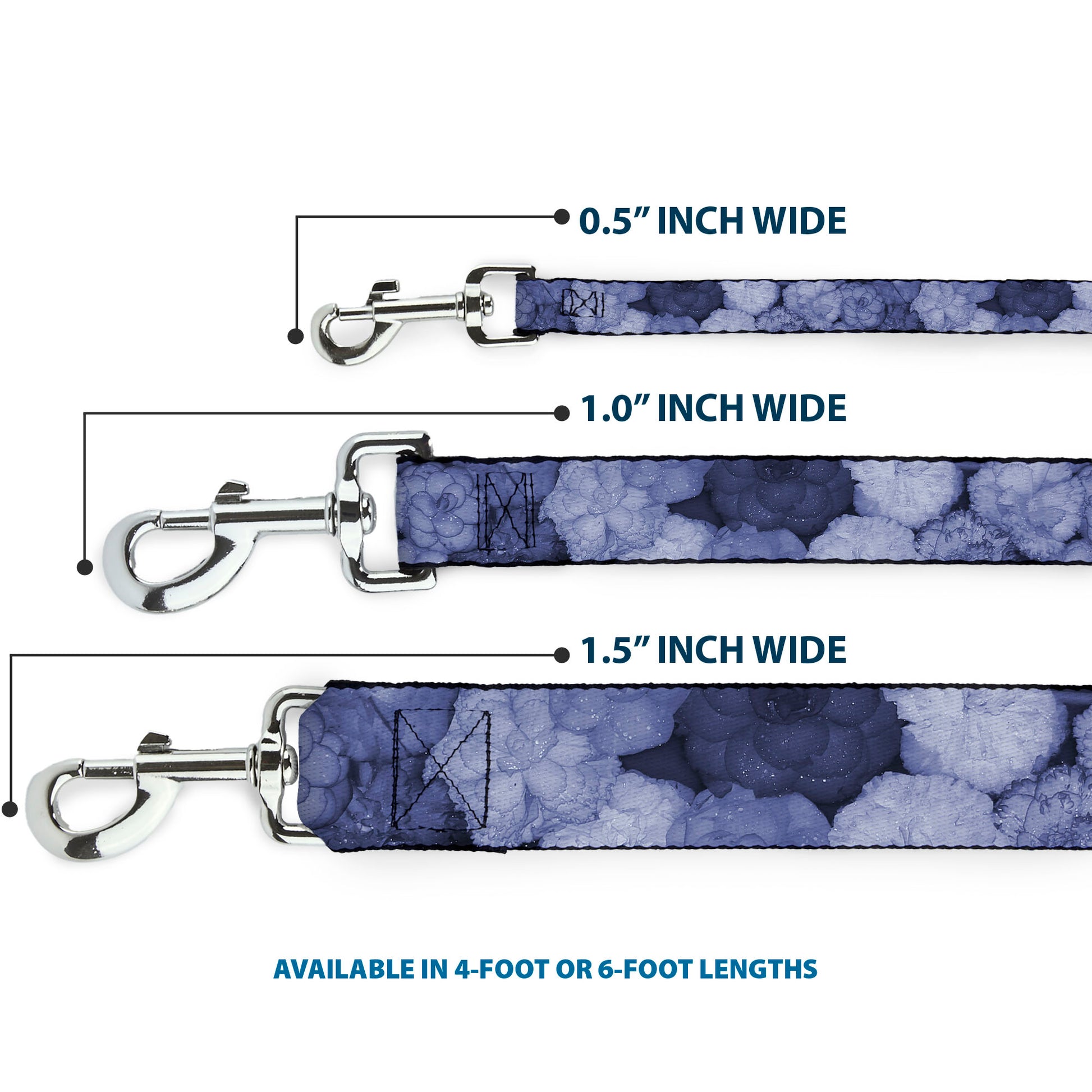 Dog Leash - Vivid Floral Collage2 Blues Dog Leashes Buckle-Down