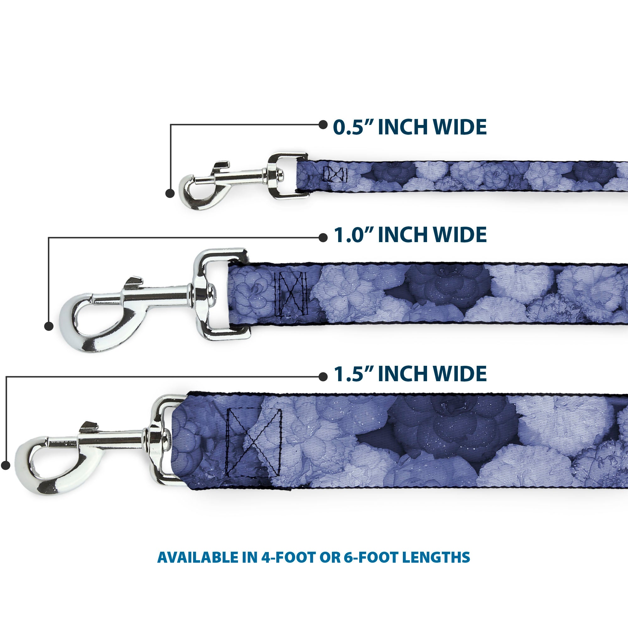 Dog Leash - Vivid Floral Collage2 Blues Dog Leashes Buckle-Down
