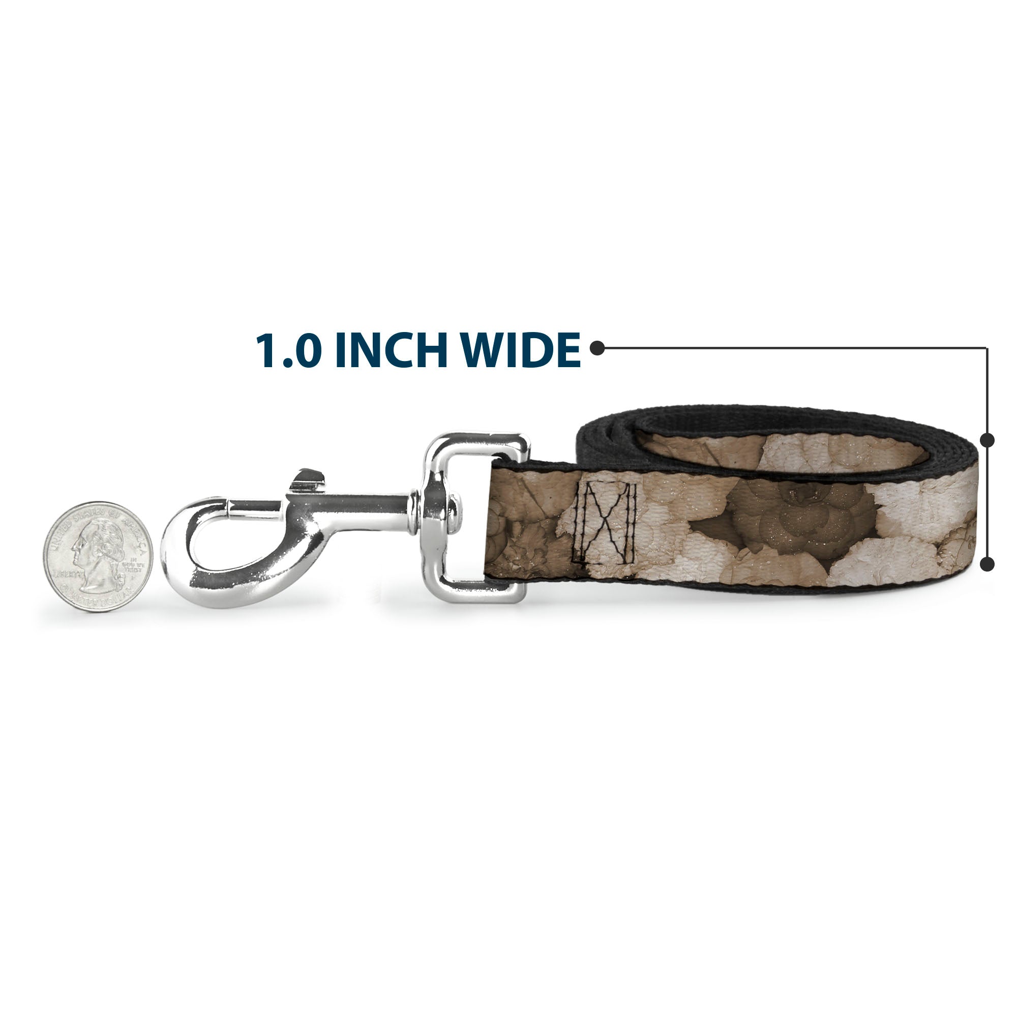 Dog Leash - Vivid Floral Collage2 Sepia Dog Leashes Buckle-Down