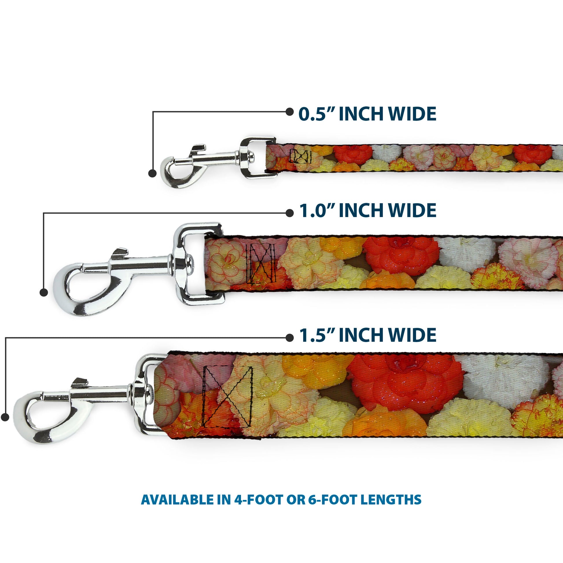 Dog Leash - Vivid Floral Collage2 Yellows/Pinks/Oranges Dog Leashes Buckle-Down