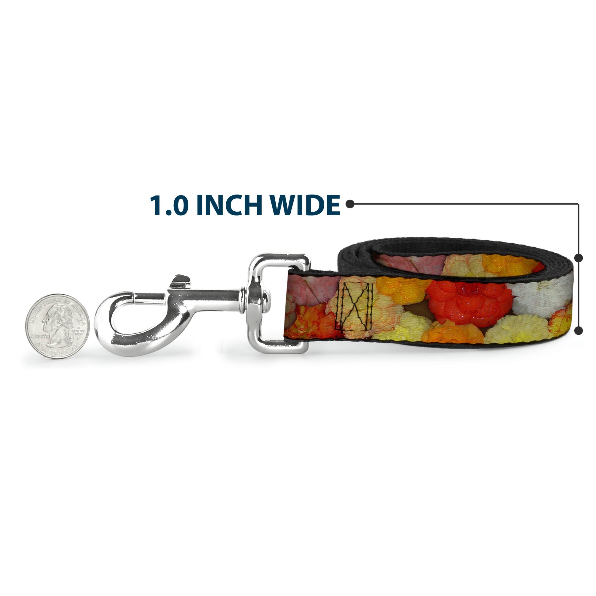 Dog Leash - Vivid Floral Collage2 Yellows/Pinks/Oranges Dog Leashes Buckle-Down