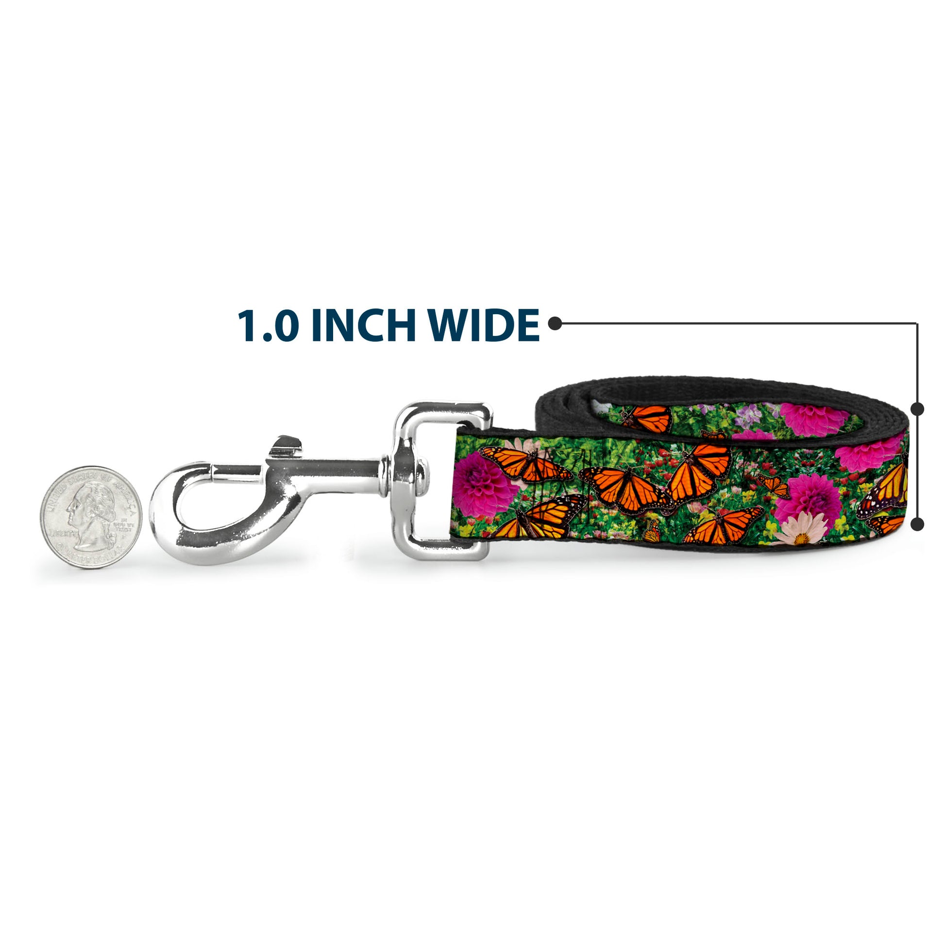Dog Leash - Vivid Monarch Butterfly Garden Dog Leashes Buckle-Down