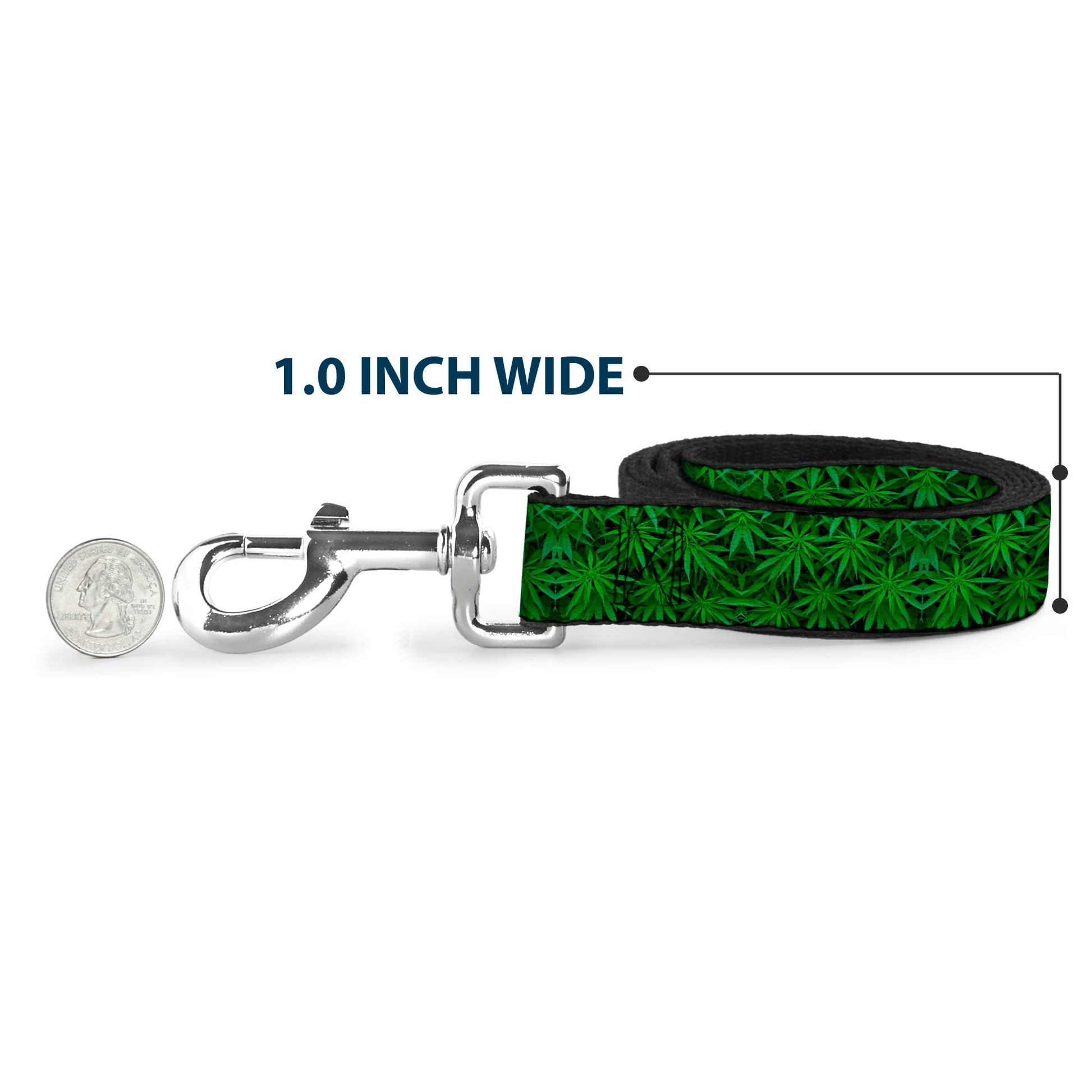 Buckle-Down Dog Leash - Vivid Marijuana Leaves Stacked Dog Leashes Buckle-Down