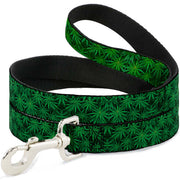 Buckle-Down Dog Leash - Vivid Marijuana Leaves Stacked Dog Leashes Buckle-Down