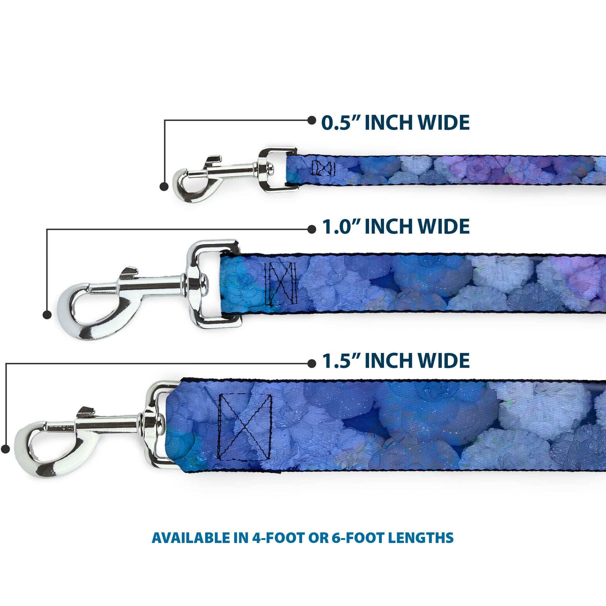 Dog Leash - Vivid Floral Collage3 Blues/Purples Dog Leashes Buckle-Down