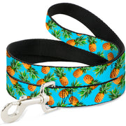 Dog Leash - Vivid Pineapples Scattered Blue Dog Leashes Buckle-Down