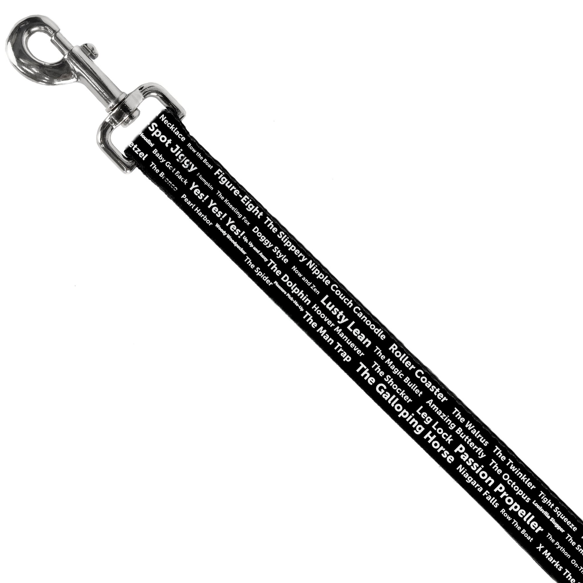 Buckle-Down Dog Leash - Verbiage Sex Positions Black/White Dog Leashes Buckle-Down