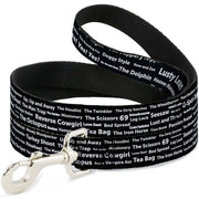 Buckle-Down Dog Leash - Verbiage Sex Positions Black/White Dog Leashes Buckle-Down