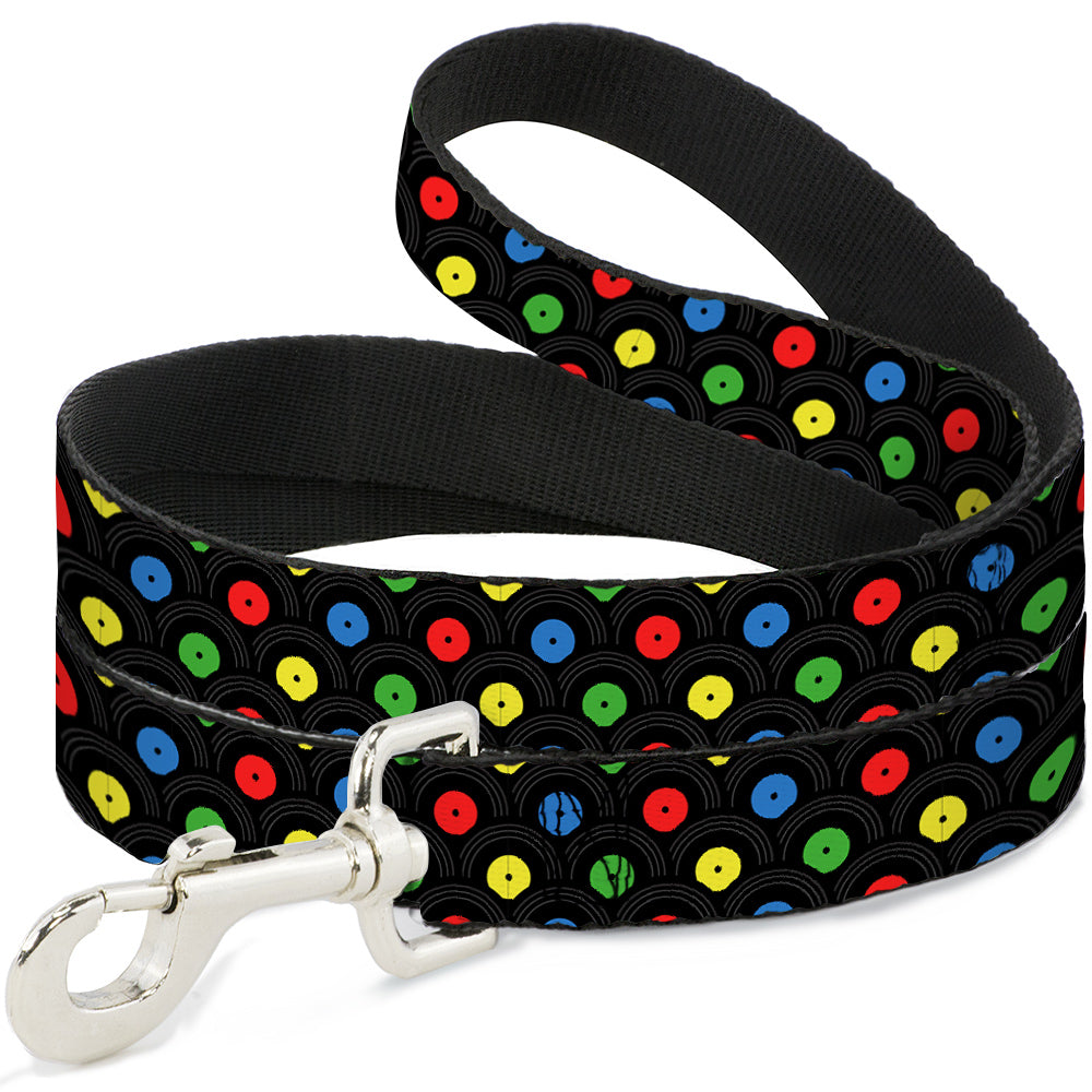 Dog Leash - Vinyl Records Stacked Black/Gray/Multi Color Dog Leashes Buckle-Down