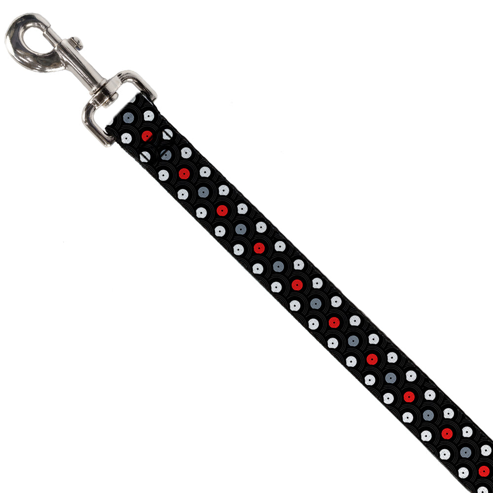 Dog Leash - Vinyl Records Stacked Black/Gray/Red/White Dog Leashes Buckle-Down