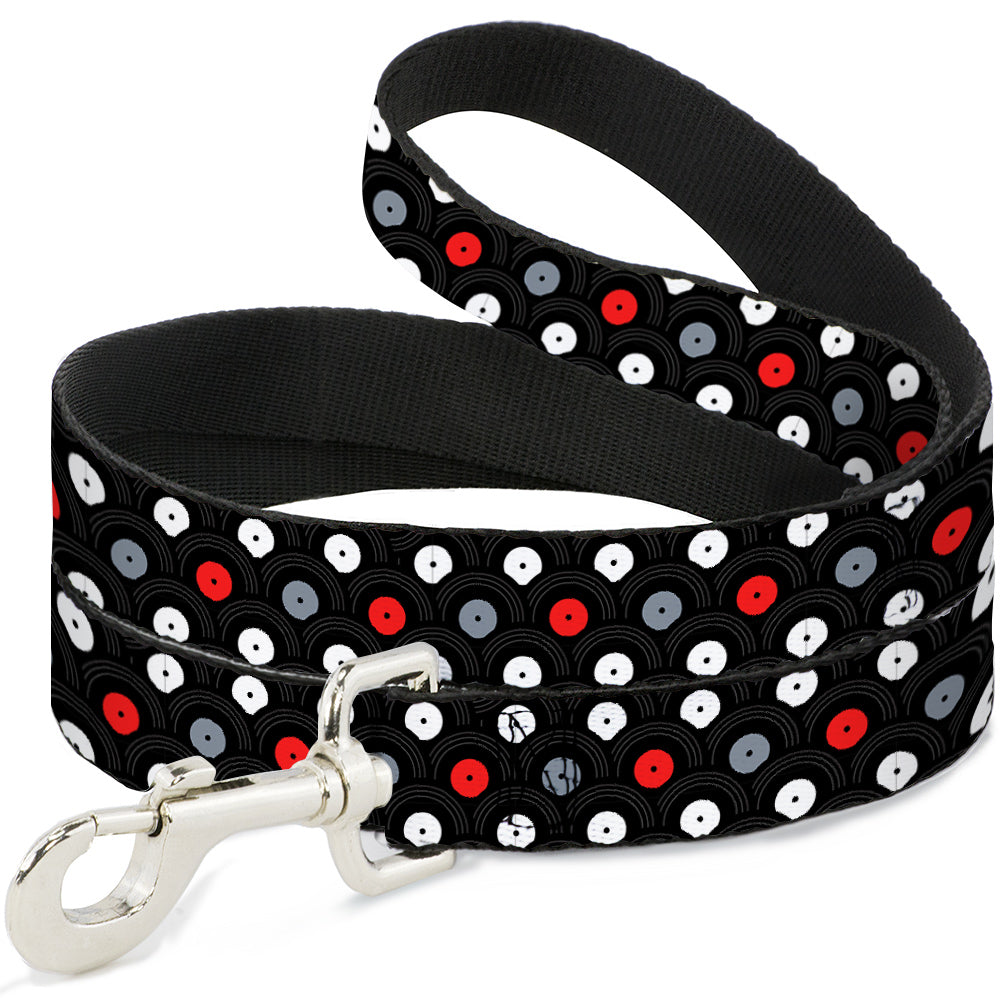 Dog Leash - Vinyl Records Stacked Black/Gray/Red/White Dog Leashes Buckle-Down