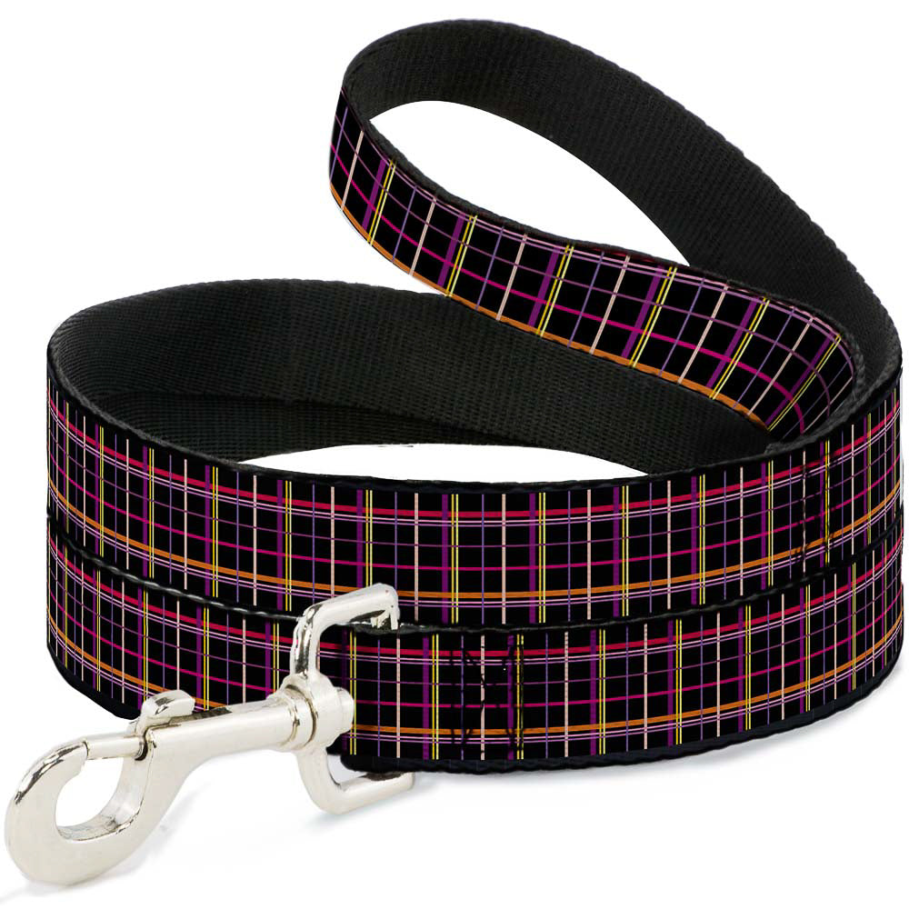 Dog Leash - Wire Grid Black/Orange/Purple Dog Leashes Buckle-Down