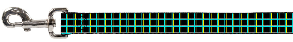 Dog Leash - Wire Grid Black/Turquoise/Yellow Dog Leashes Buckle-Down