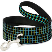 Dog Leash - Wire Grid Black/Turquoise/Yellow Dog Leashes Buckle-Down