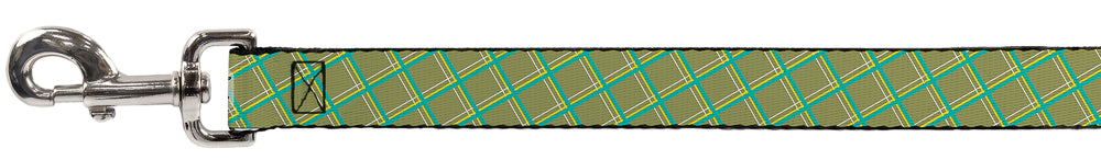 Dog Leash - Wire Grid Tan/Green/Yellow Dog Leashes Buckle-Down