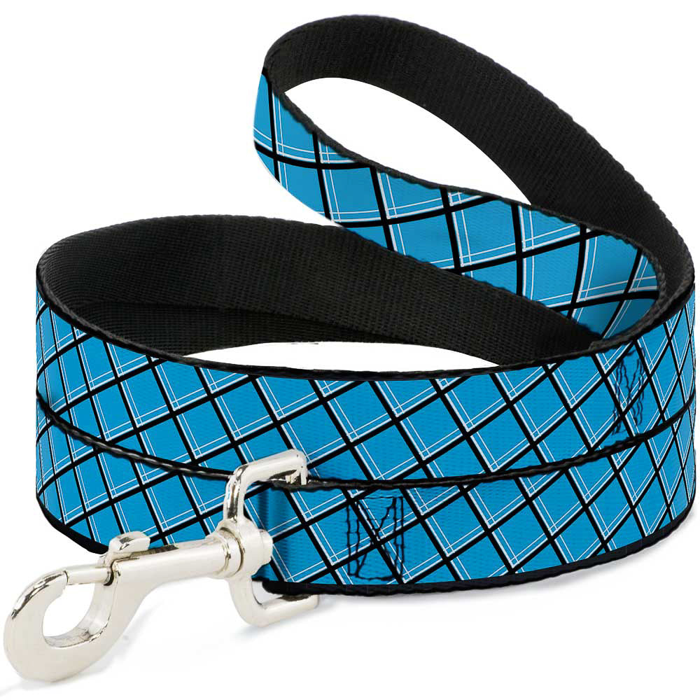 Dog Leash - Wire Grid Baby Blue Black/White Dog Leashes Buckle-Down