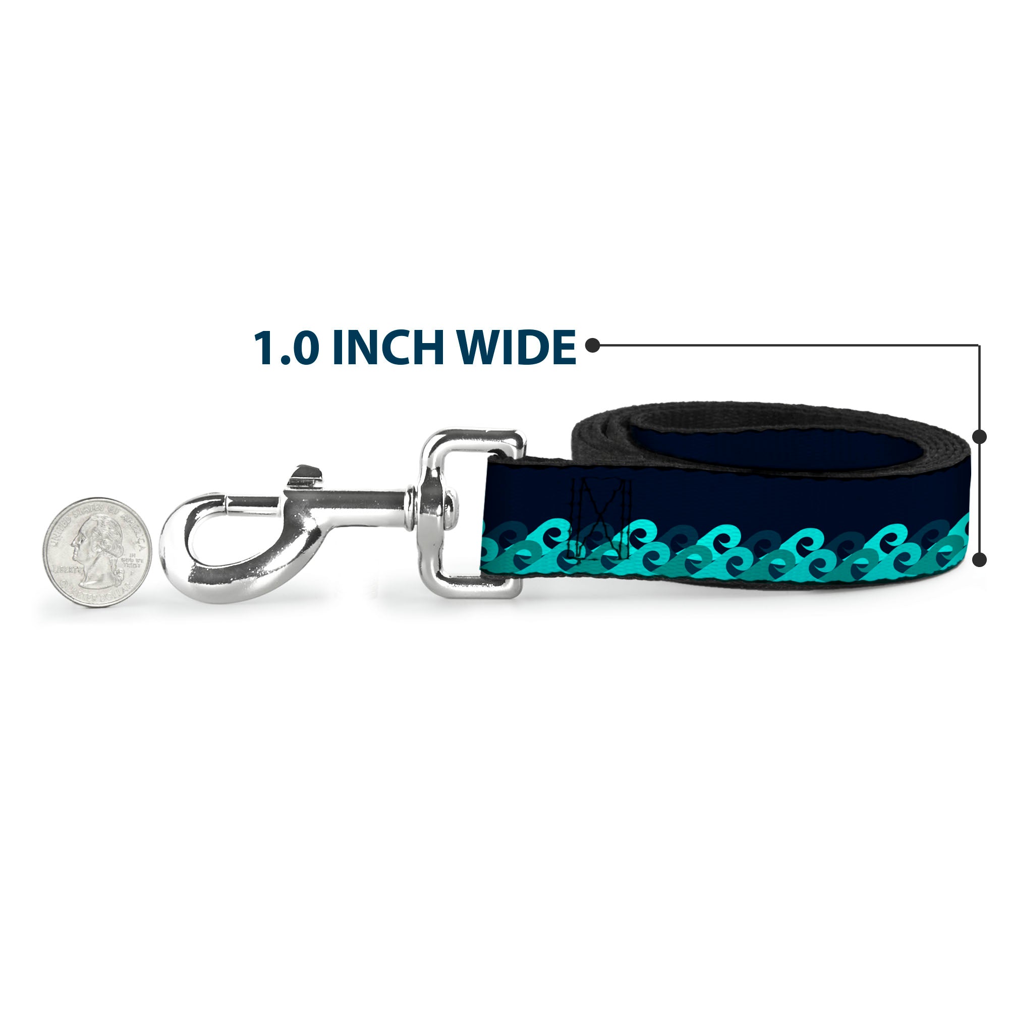 Dog Leash - Waves Navy/Blue Shades Dog Leashes Buckle-Down