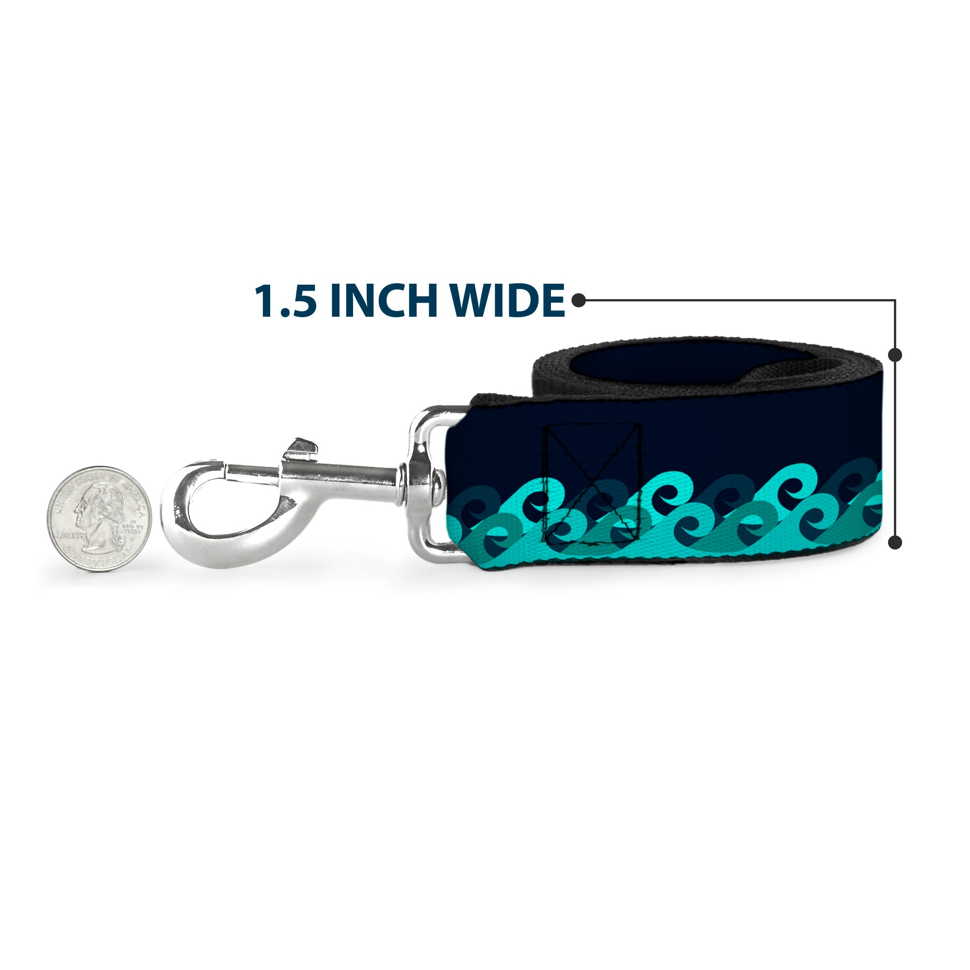 Dog Leash - Waves Navy/Blue Shades Dog Leashes Buckle-Down