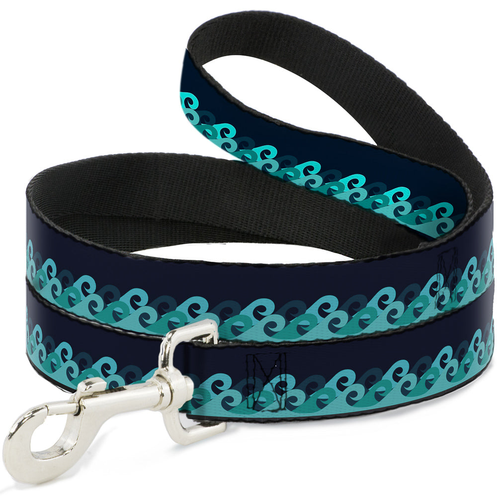 Dog Leash - Waves Navy/Blue Shades Dog Leashes Buckle-Down
