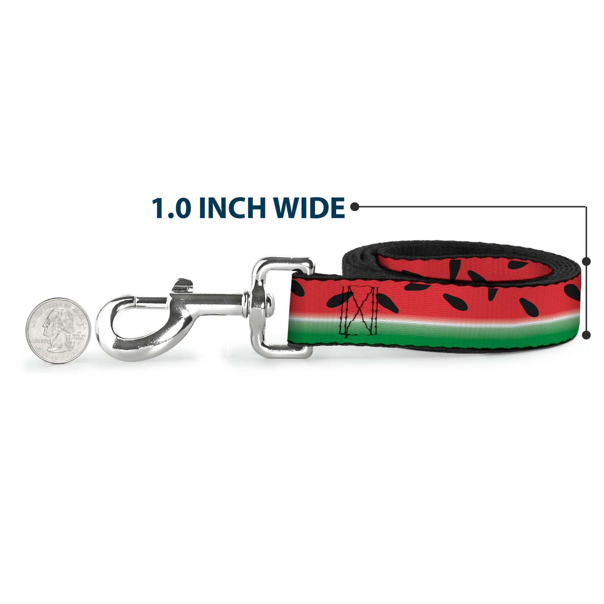 Dog Leash - Watermelon Stripe Red/Green/Black Dog Leashes Buckle-Down