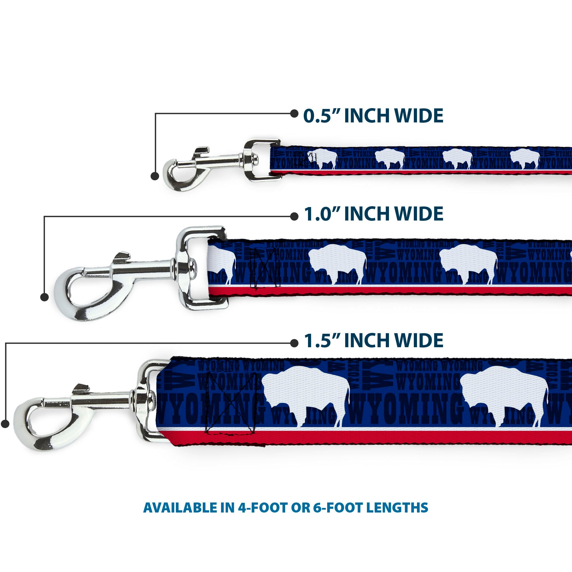 Dog Leash - Wyoming Flags/WYOMING Typography Dog Leashes Buckle-Down
