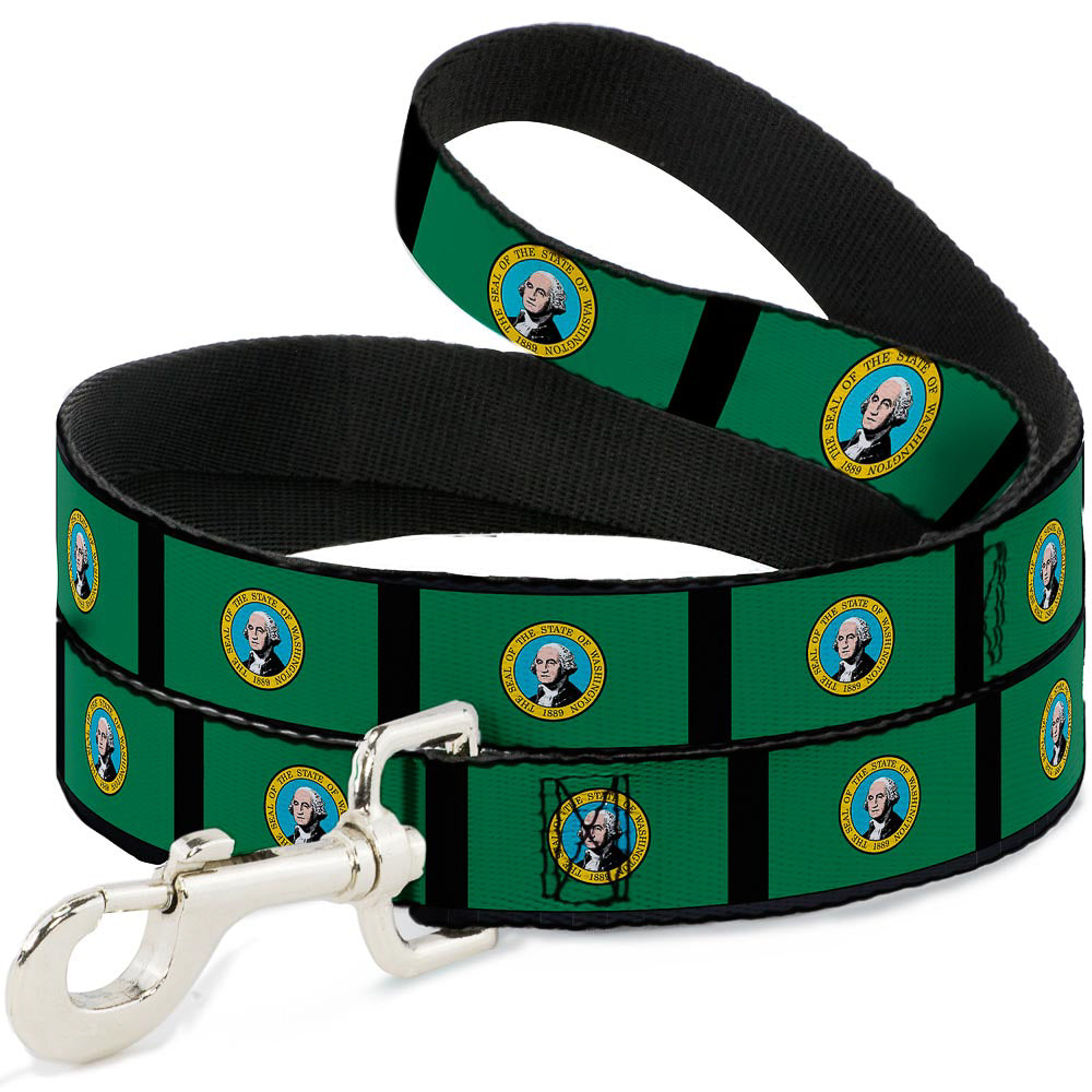 Dog Leash - Washington Flags/Black Dog Leashes Buckle-Down