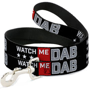 Dog Leash - WATCH ME DAB Stars Black Red White Crackle Gray Dog Leashes Buckle-Down