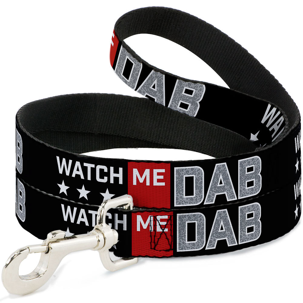 Dog Leash - WATCH ME DAB Stars Black Red White Crackle Gray Dog Leashes Buckle-Down