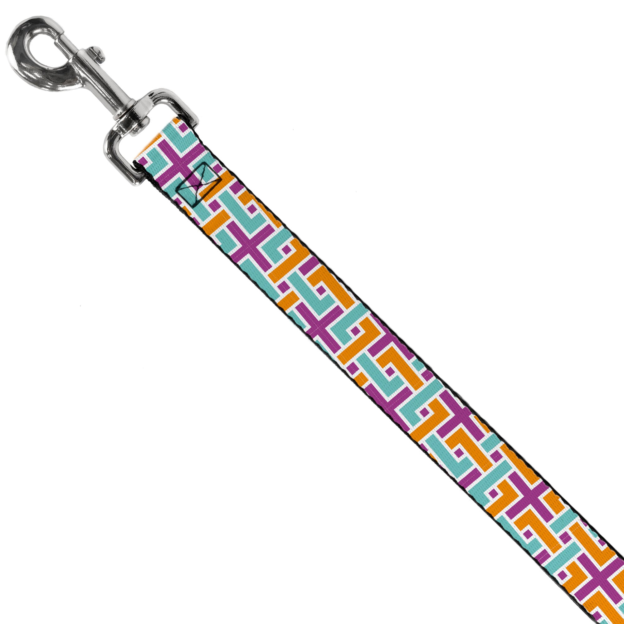 Dog Leash - Weave CLOSE-UP White/Pink/Orange/Aqua Dog Leashes Buckle-Down
