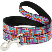 Dog Leash - Weave CLOSE-UP White/Pink/Orange/Aqua Dog Leashes Buckle-Down