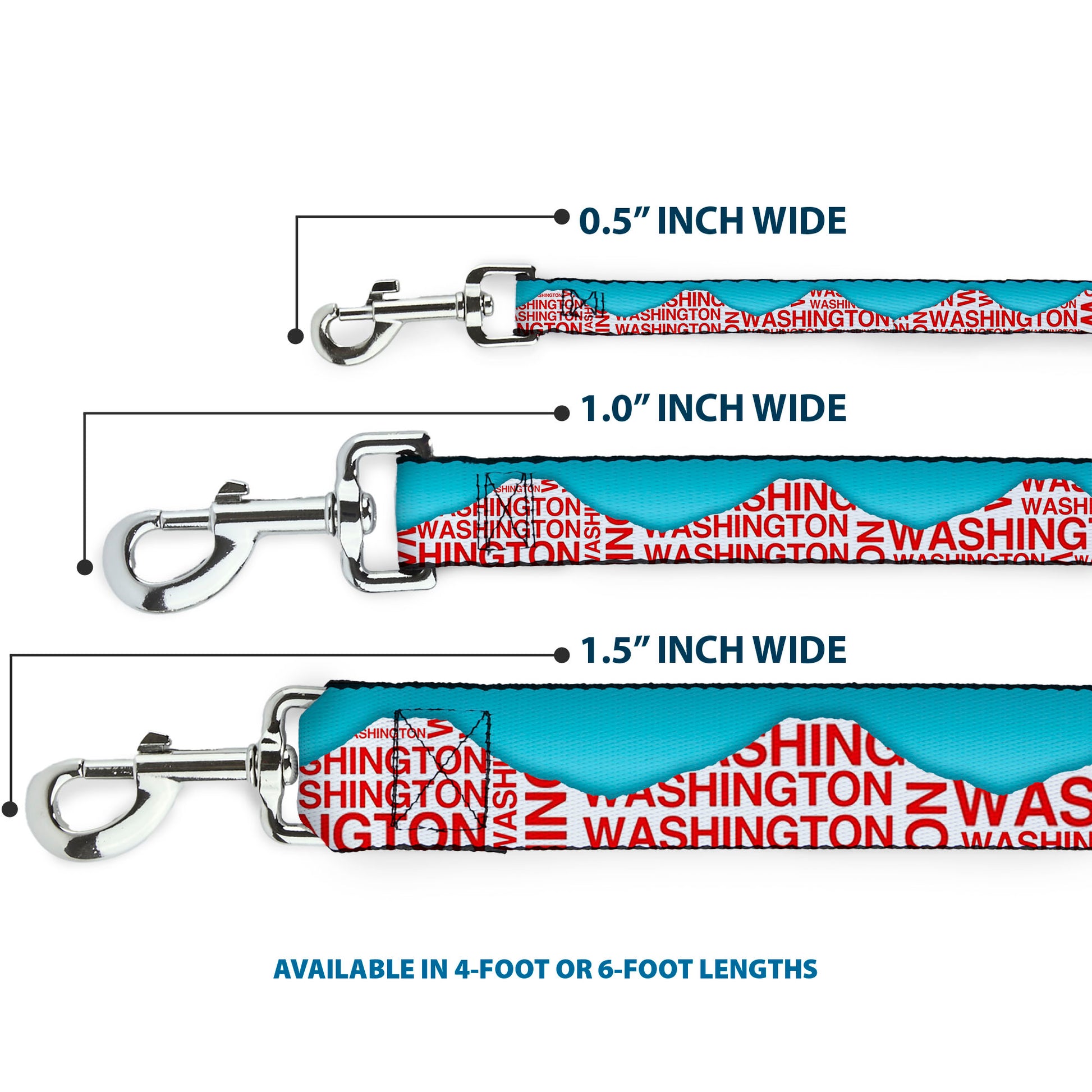 Dog Leash - WASHINGTON Mountain Range Turquoise/White/Red Dog Leashes Buckle-Down