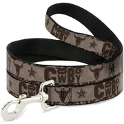 Dog Leash - Western COWBOY Icons Collage Tan/Browns Dog Leashes Buckle-Down