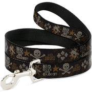 Dog Leash - Western NO GUTS NO GLORY Skull and Crossbones Browns/Gray Dog Leashes Buckle-Down