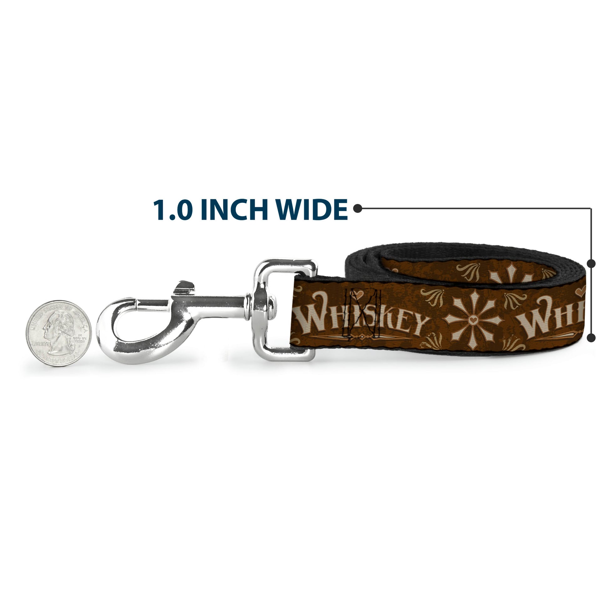 Dog Leash - Western WHISKEY Heart Repeat Browns/Tan Dog Leashes Buckle-Down