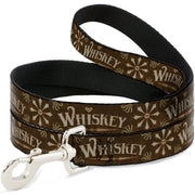 Dog Leash - Western WHISKEY Heart Repeat Browns/Tan Dog Leashes Buckle-Down