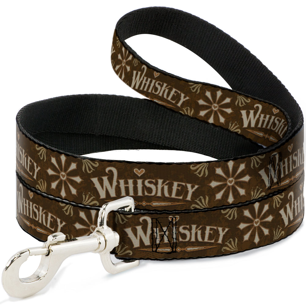 Dog Leash - Western WHISKEY Heart Repeat Browns/Tan Dog Leashes Buckle-Down