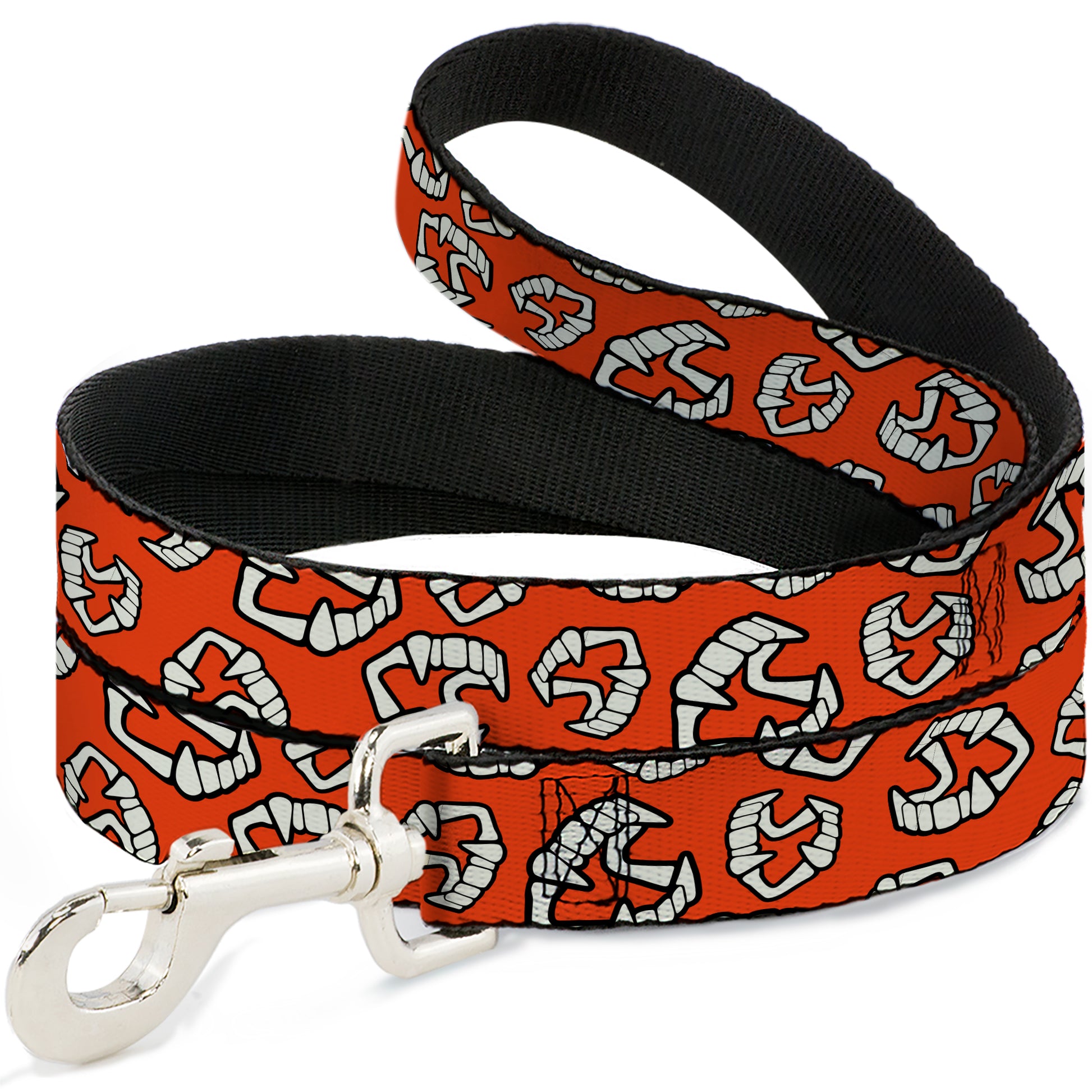 Dog Leash - Wax Fangs Scattered Red/White Dog Leashes Buckle-Down
