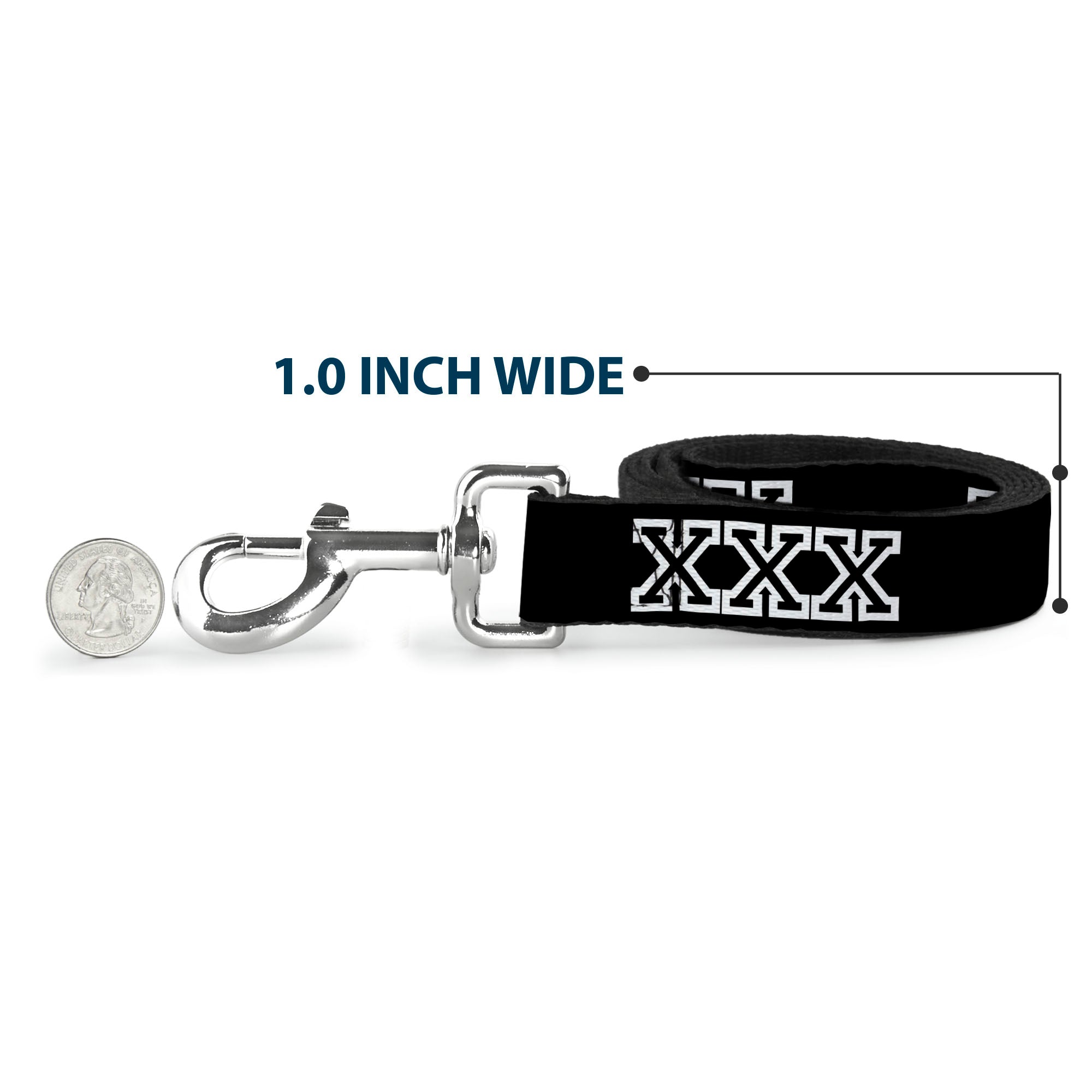 Buckle-Down Dog Leash - XXX Black/White Dog Leashes Buckle-Down