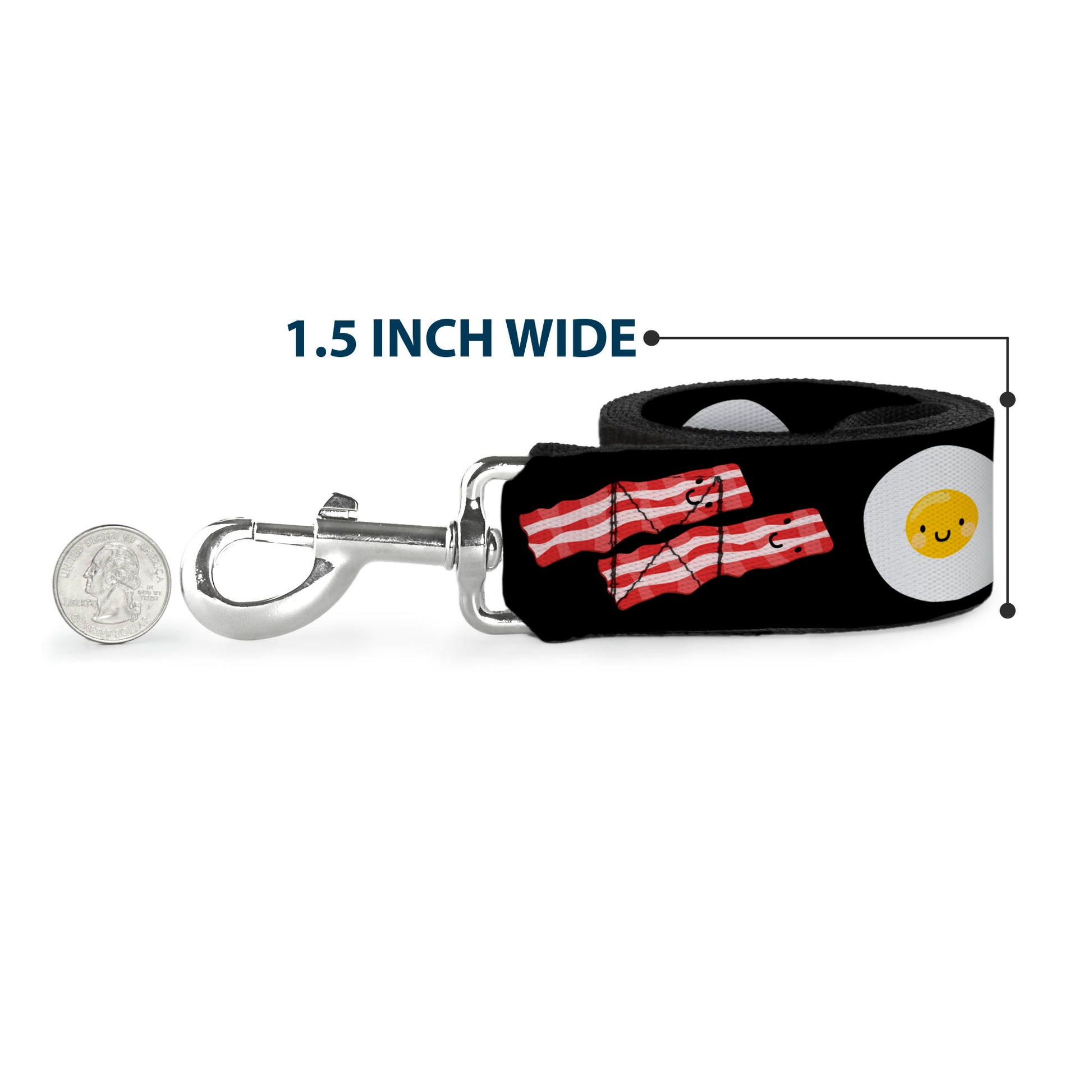 Dog Leash - Bacon & Eggs Black Dog Leashes Buckle-Down