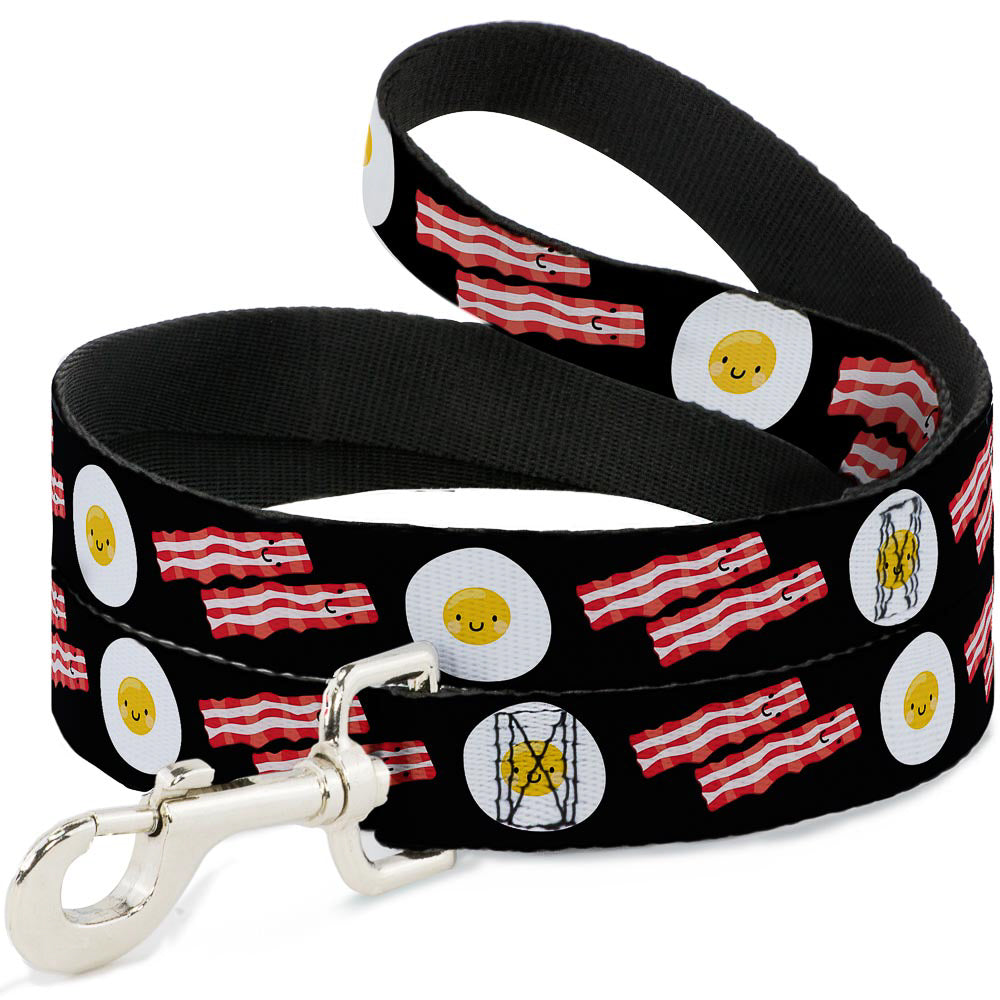 Dog Leash - Bacon & Eggs Black Dog Leashes Buckle-Down
