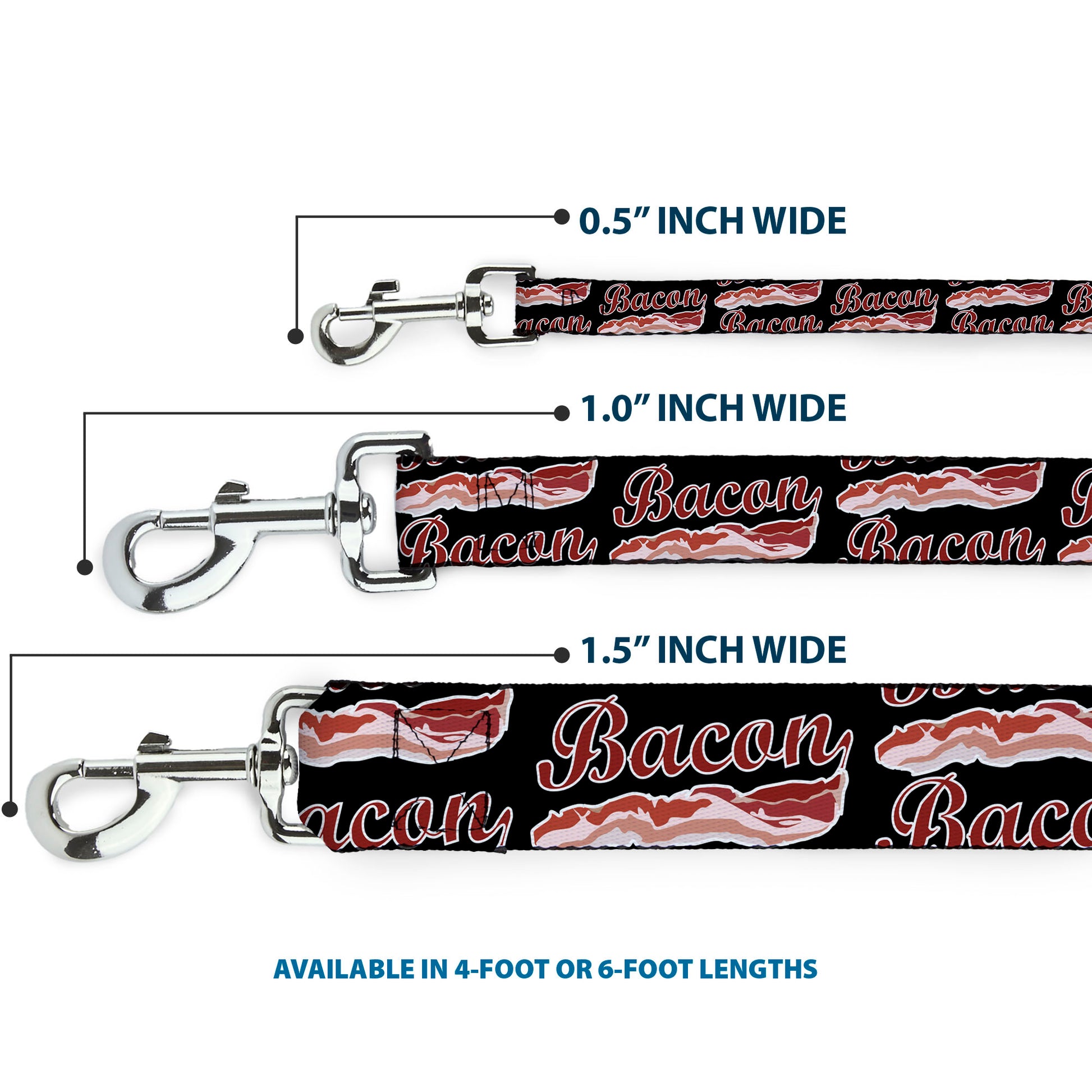 Dog Leash - BACON Baseball Script Dog Leashes Buckle-Down