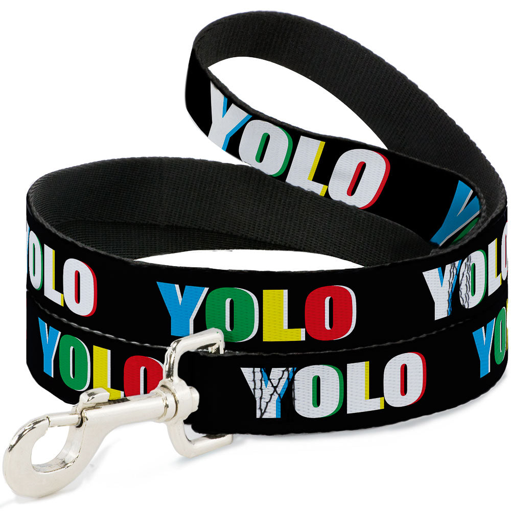 Dog Leash - YOLO Black/Multi Color Dog Leashes Buckle-Down